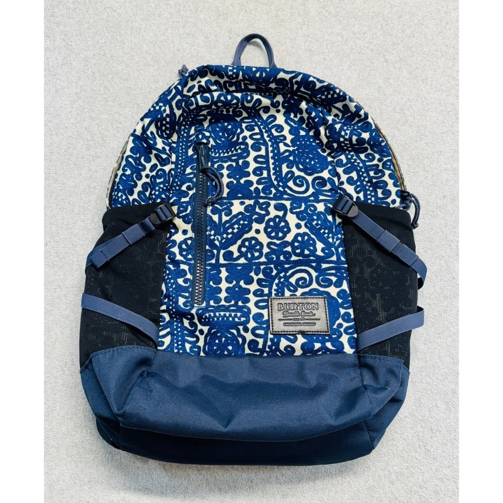 Burton Durable Goods Backpack Blue Cream Paisley Batik Laptop School Travel Bag